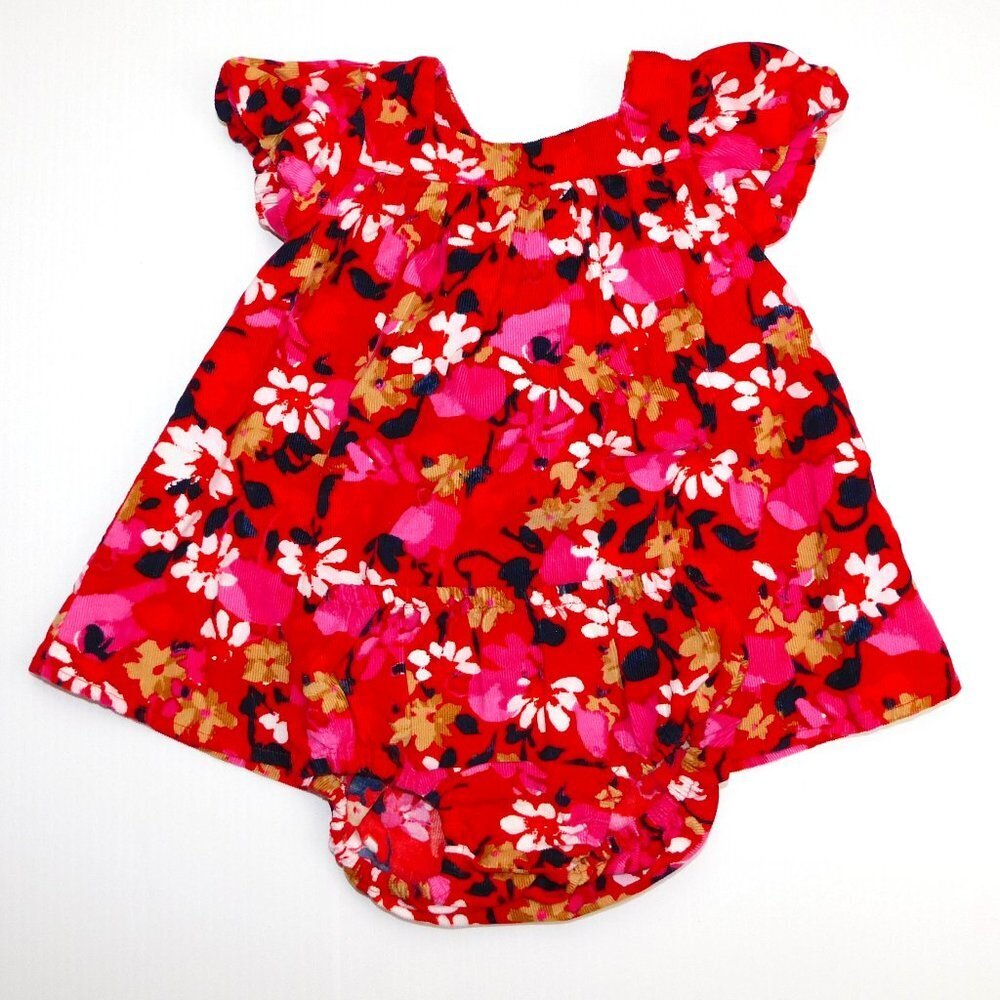 The Children's Place Red Floral Corduroy Dress w Bloomers Baby Girls 3-6 Months